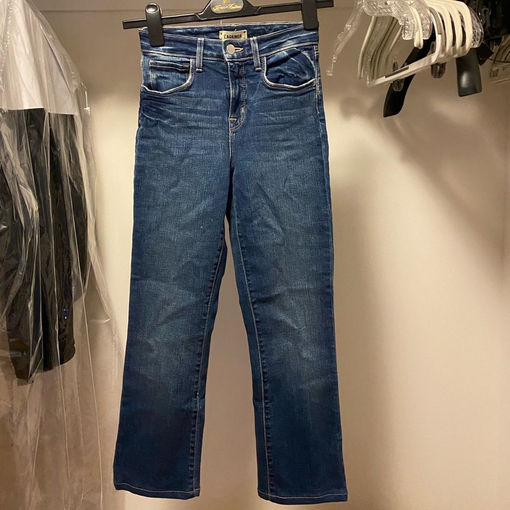 L'Agence high rise straight legged ankle jeans size 23.